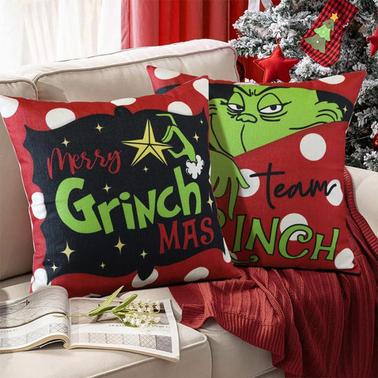 Housse de Coussin Grinch 🎄 Déco de Noël drôle & festive