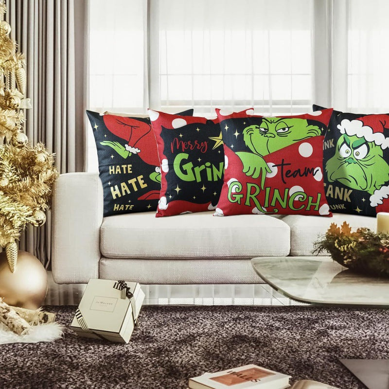Housse de Coussin Grinch 🎄  Déco de Noël drôle & festive
