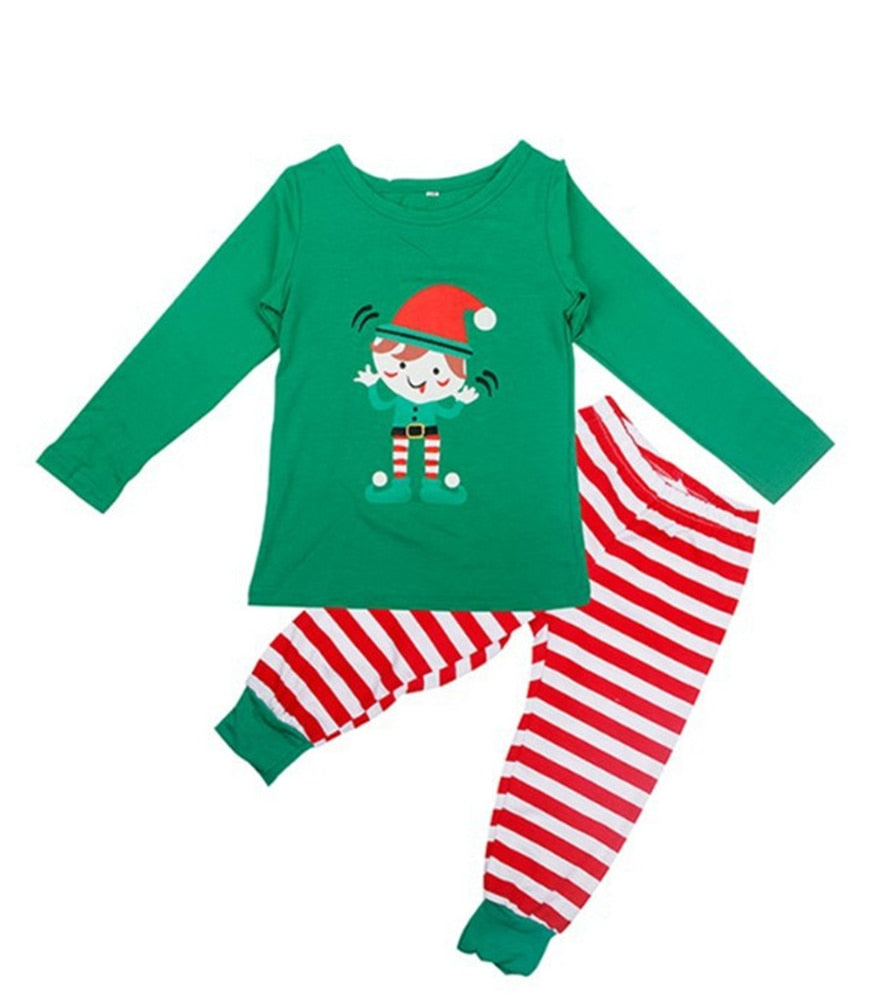 🎄 Pyjama Famille de Noël  Lutin Vert & Rayures Magique