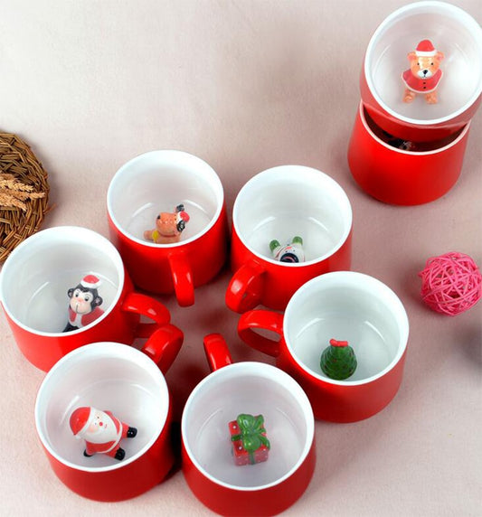 🎅 Mug 3D de Noël – Bonhomme de Neige & Renne en Relief 🎄