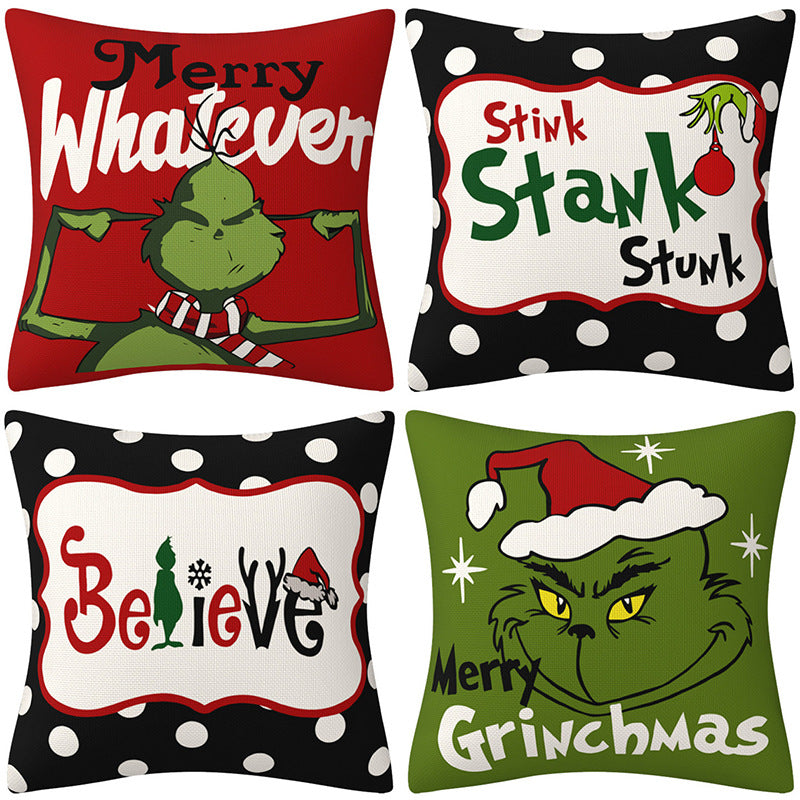 Housse de Coussin de Noël Grinch 🎄  Humeur festive & déco drôle