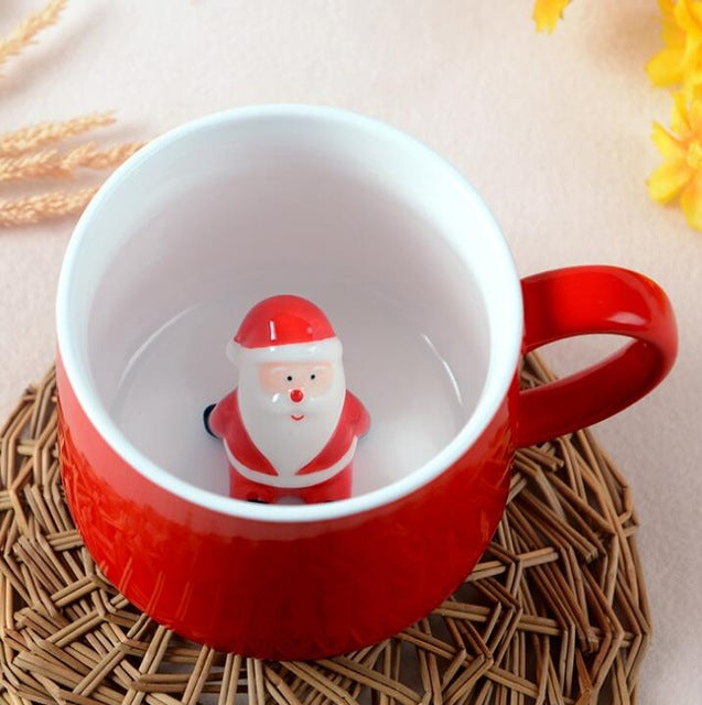 🎅 Mug 3D de Noël – Bonhomme de Neige & Renne en Relief 🎄