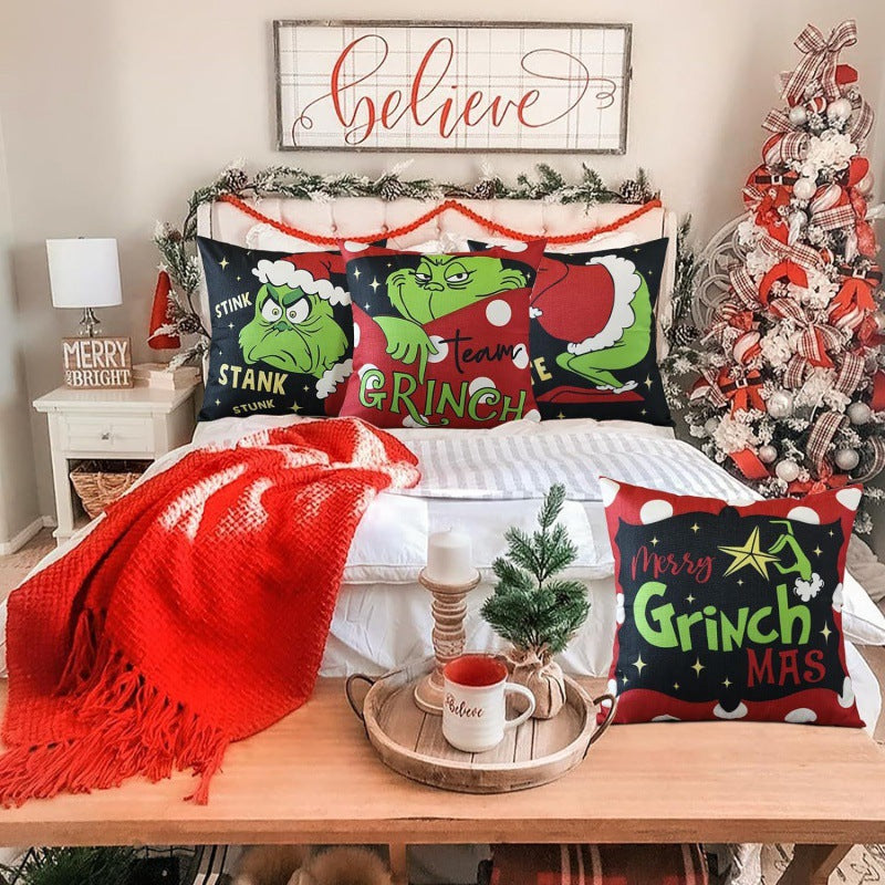Housse de Coussin Grinch 🎄  Déco de Noël drôle & festive